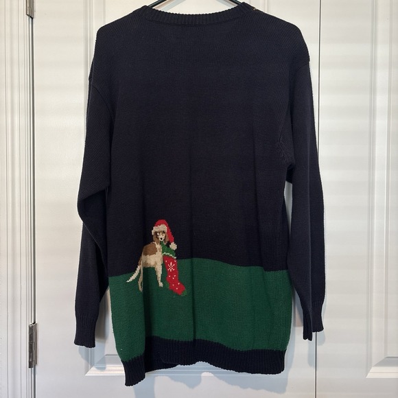 Vintage Susan Bristol Sweater Women M Navy Santa Workshop Embellished Christmas - Picture 11 of 13